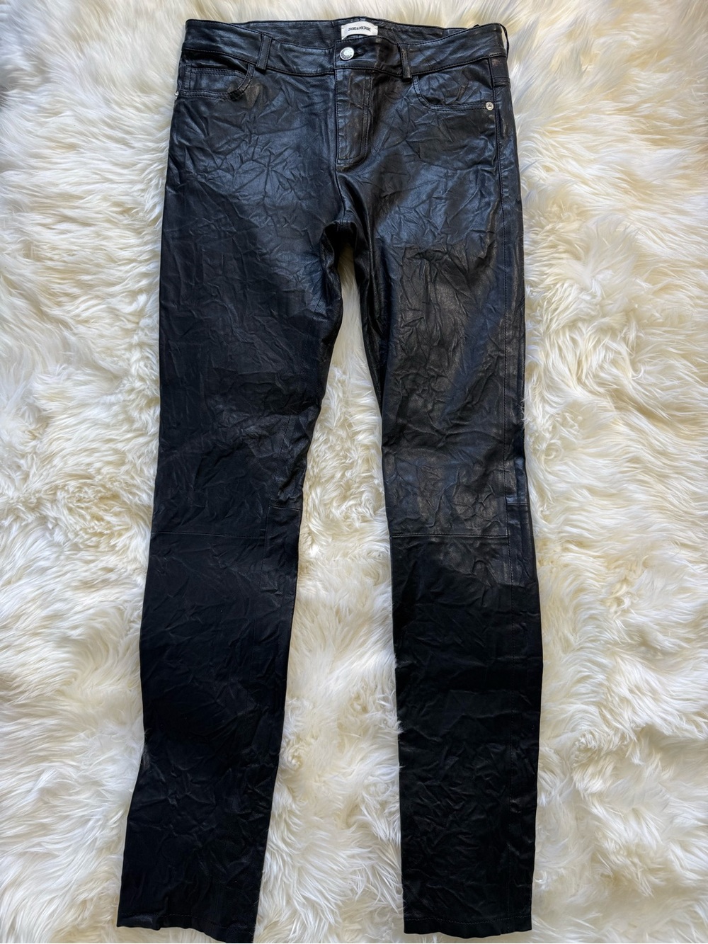 Zadig & Voltaire Black Real leather Skinny Pants  PHLAME CUIR FRO